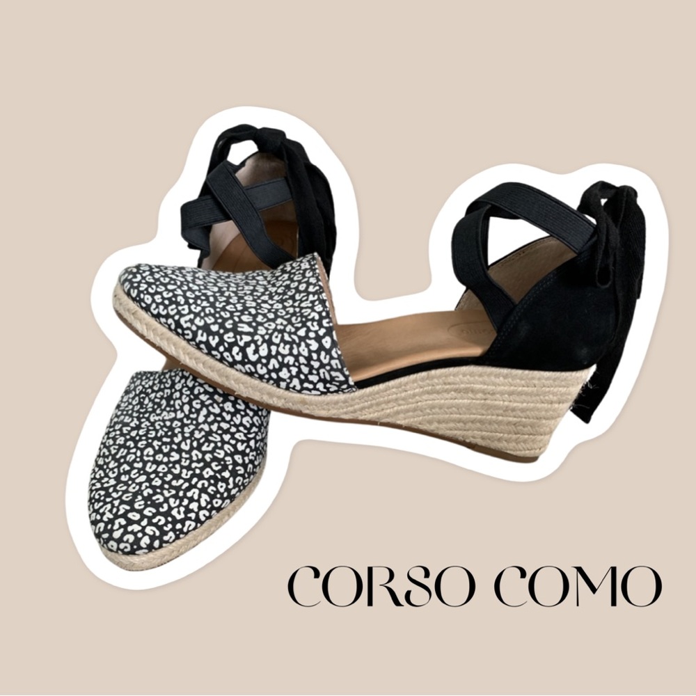 Corso Como wedge sandal | black & white leopard print